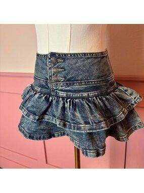 y2k mcbling denim micro skirt sz xs cotton